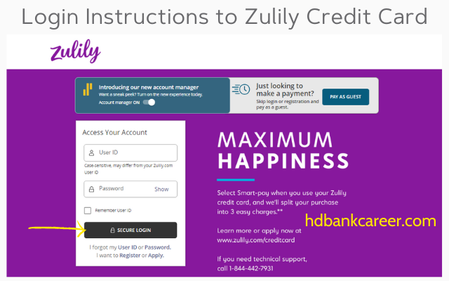 Login Instructions to Zulily Credit Card