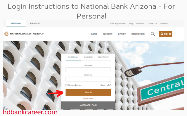 Login Instructions to National Bank Arizona - For Personal