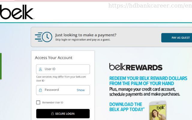 How to login to a Belk Credit Card