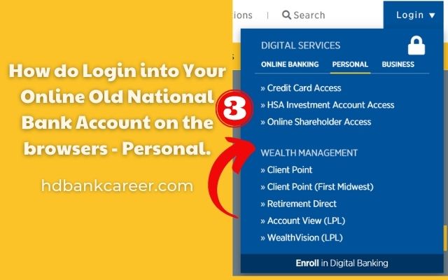 Login into Your Online Old National Bank Account on the browsers for personal