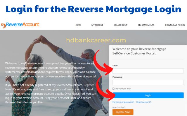 Login for the Reverse Mortgage on the website