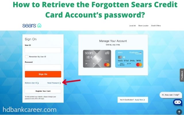 How to Retrieve the Forgotten Sears Credit Card Account’s password?