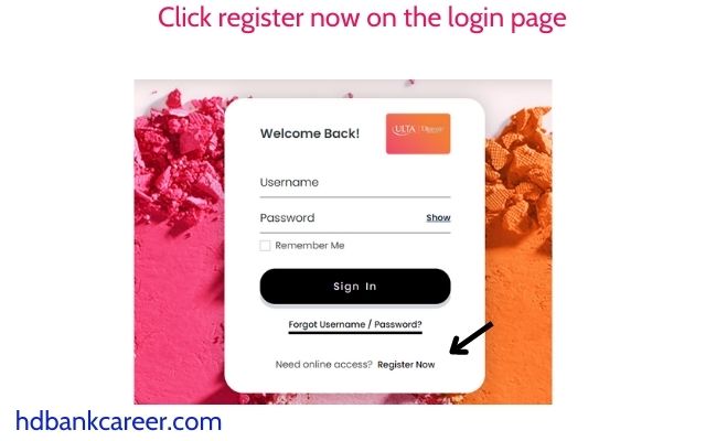 Click register now on the login page