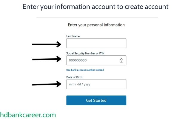 Enter your information account to create account