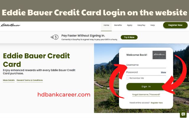 Eddie Bauer Credit Card login on the website