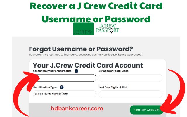 Recover a J Crew Credit Card Username or Password
