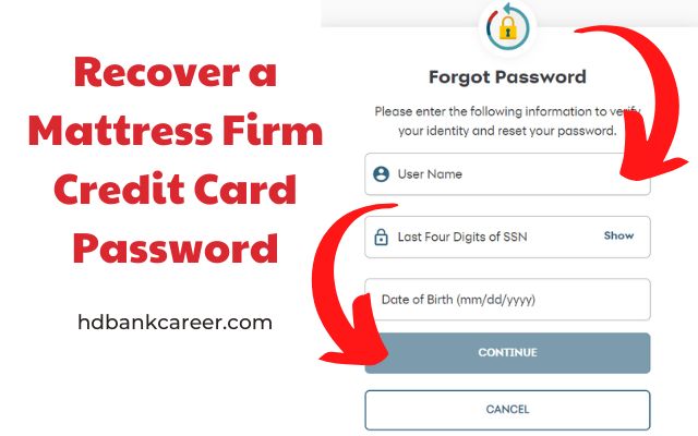Recover a Mattress Firm Credit Card Password