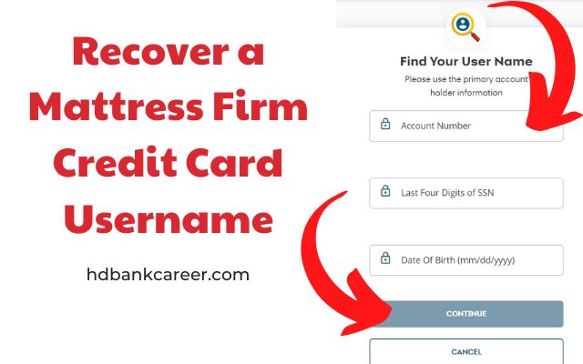 Recover a Mattress Firm Credit Card Username