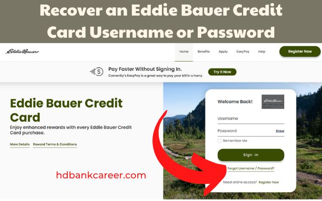 Recover an Eddie Bauer Credit Card Username or Password