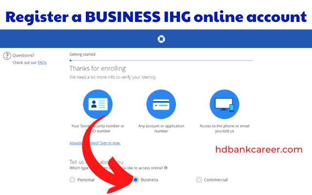Register a BUSINESS IHG Credit Card online account