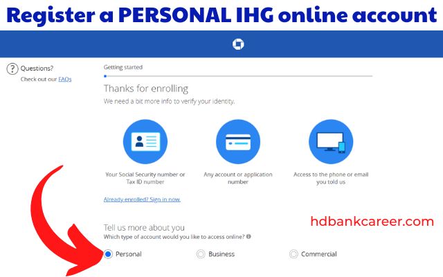 Register a PERSONAL IHG Credit Card online account