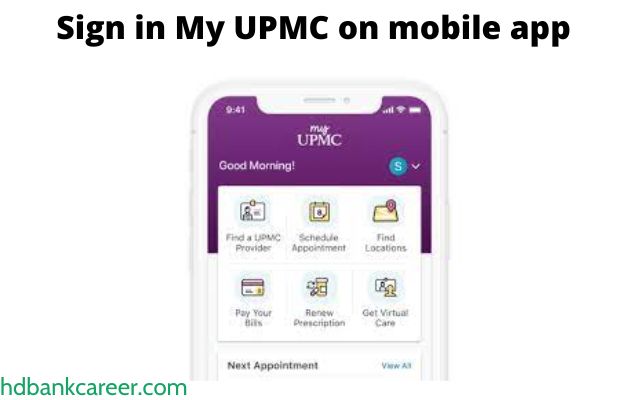 Sign in My UPMC on mobile app