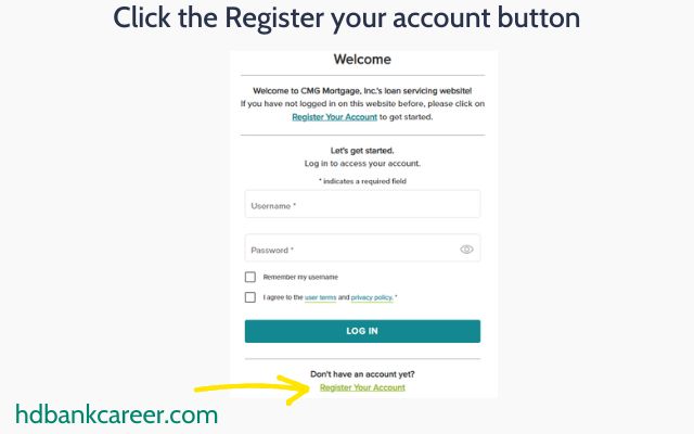 Click the Register your account button