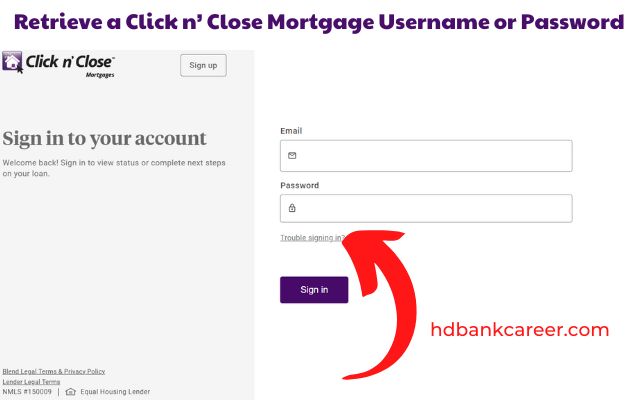 Retrieve a Click n Close Mortgage Username or Password