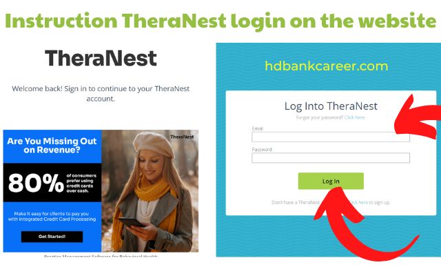 TheraNest Login Client Portal Software on app.theranest.com