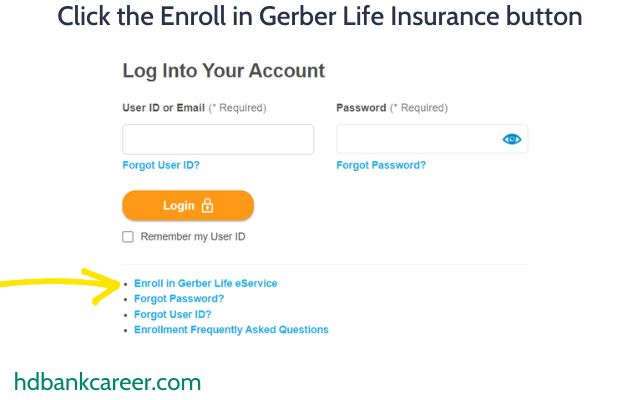 Click the Enroll in Gerber Life Insurance button